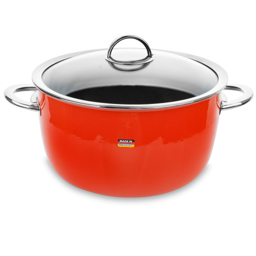 Кастрюля эмалированная стальная со стеклянной крышкой, оранжевый, 6.1 л, 26x14.5 см, NEO Orange, KOCHSTAR