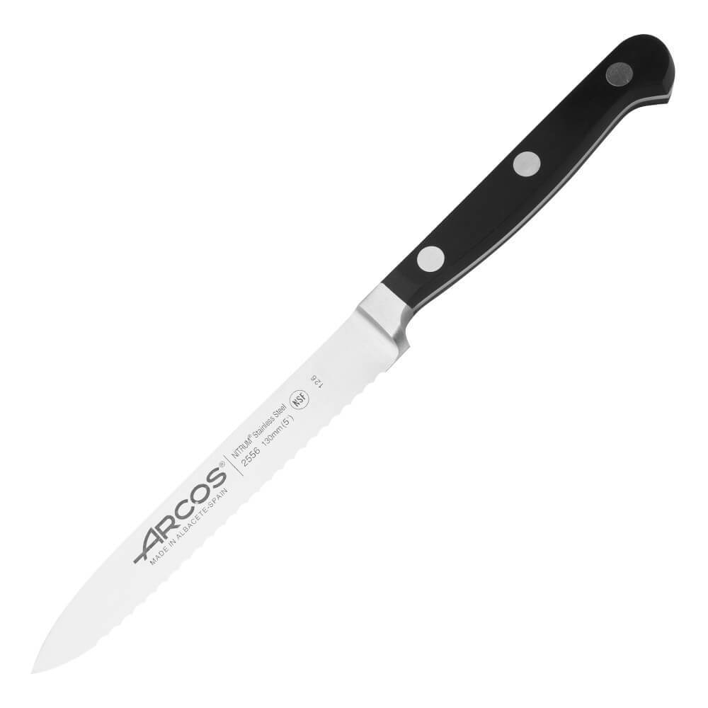 Универсальный нож (для томатов) 13 см, из кованой высокоуглеродистой нержавеющей стали, черный, 2556, Clasica, Arcos
