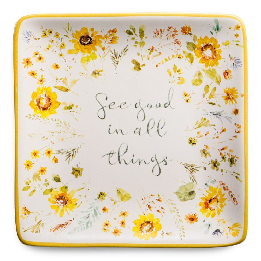 Тарелка пирожковая квадратная 15х15 см Certified Int. Подсолнухи, Смотри на жизнь проще