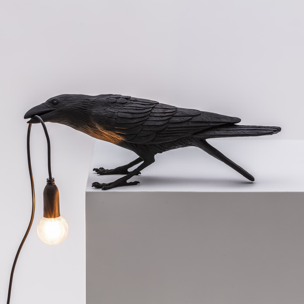 Настольная лампа Bird Playing Black, Bird Lamp, Seletti