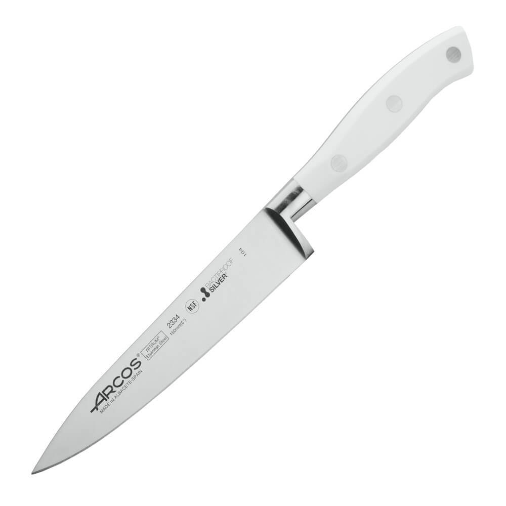 Поварской нож «Шеф» 15 см, из кованой высокоуглеродистой нержавеющей стали, белый, 233424W, Riviera Blanca, Arcos