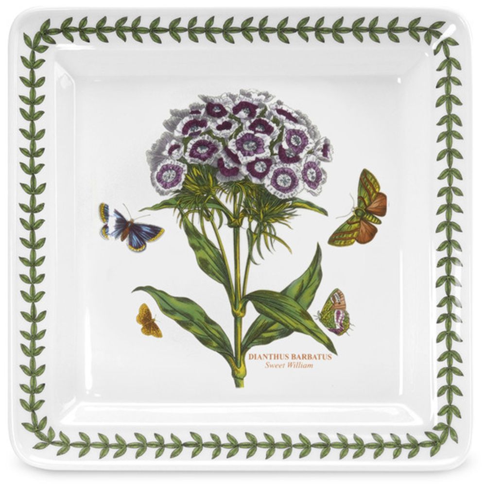 Тарелка квадратная  Portmeirion "Ботанический сад. Гвоздика турецкая" 21,5см