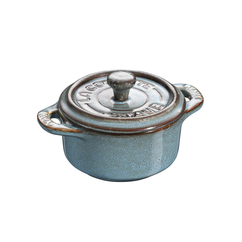 Керамическая кокотница 10 см, круглая, античный бирюзовый, 40512-000, Ceramics, Staub