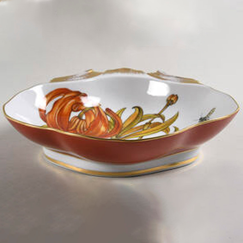 Блюдо-ракушка Vista Alegre Natura 20х20 см, красные цветы, фарфор