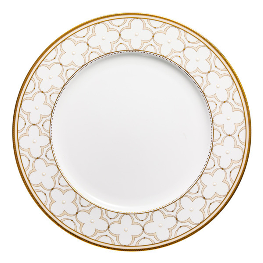 Тарелка обеденная Noritake Трефолио, золотой кант 28 см, фарфор костяной