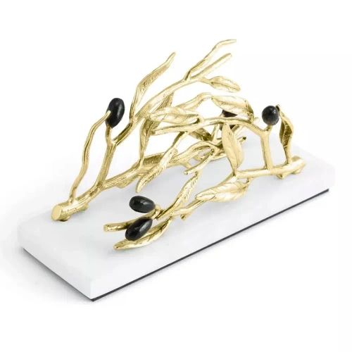 Салфетница Michael Aram Оливковая ветвь 19,5х7х10 см, латунь, мрамор