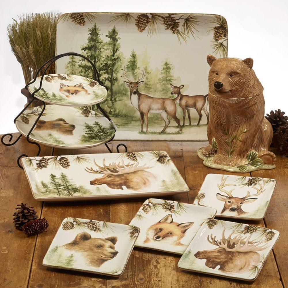 Тарелка пирожковая квадратная 15х15 см Certified International Заповедный лес, Олень
