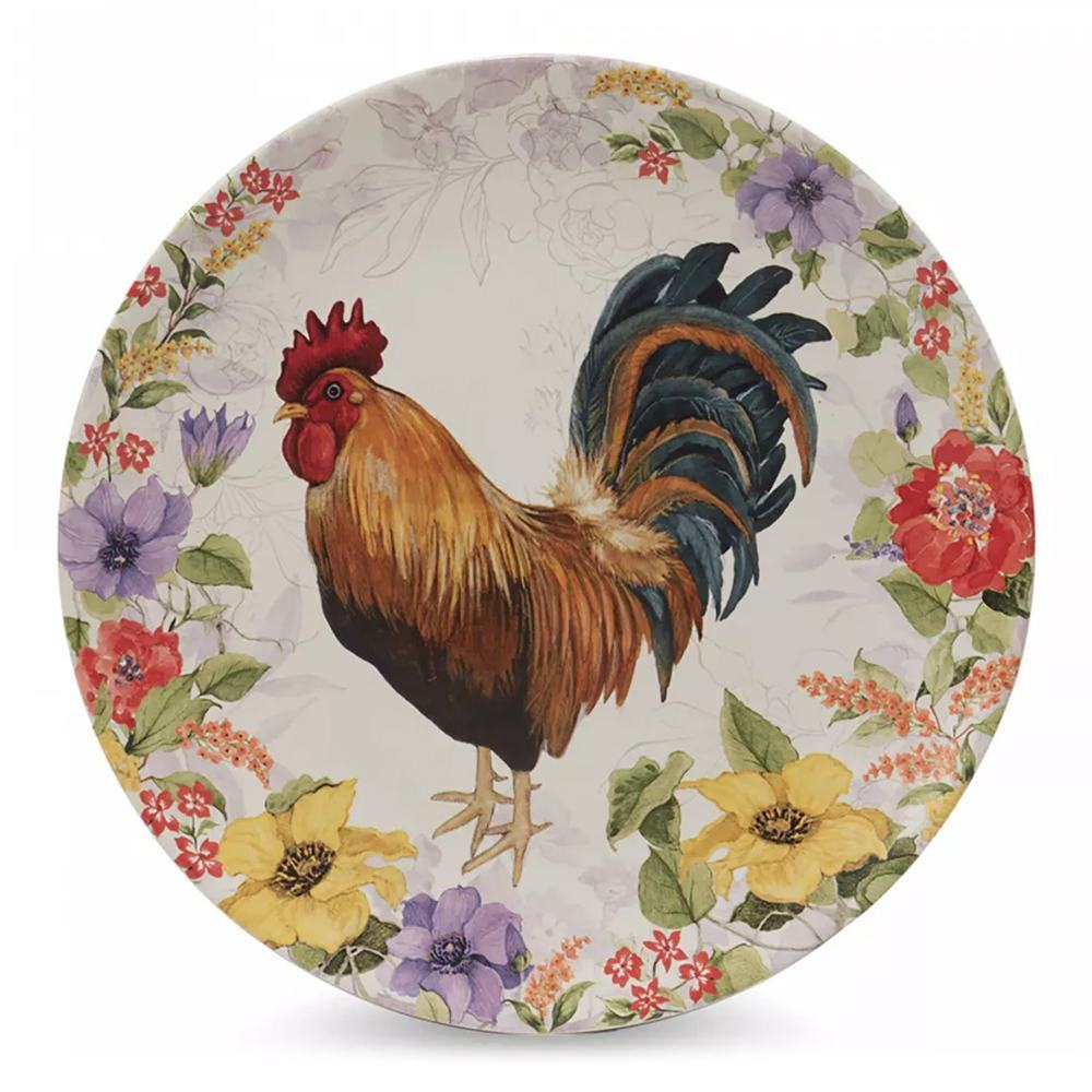 Тарелка обеденная 28 см Certified Int. Петушки на лугу-4