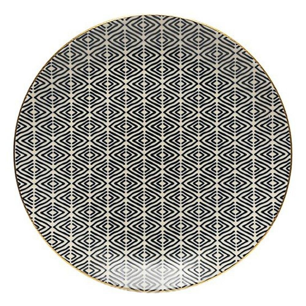 Тарелка десертная 21,6 см Costa Nova Augusta Diamond Weave Gold черная