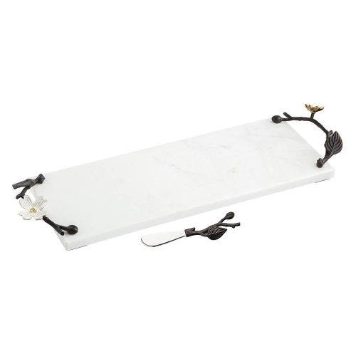 Доска для сыра с ножом Michael Aram Цветок кизила 47х15 см, мрамор