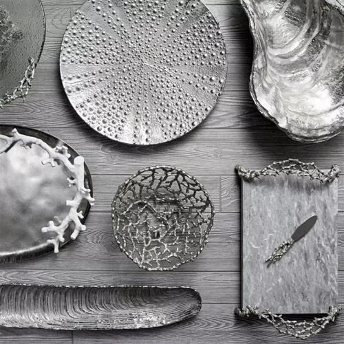 Солонка с ложкой Michael Aram Коралловый риф 11 см, серебристая