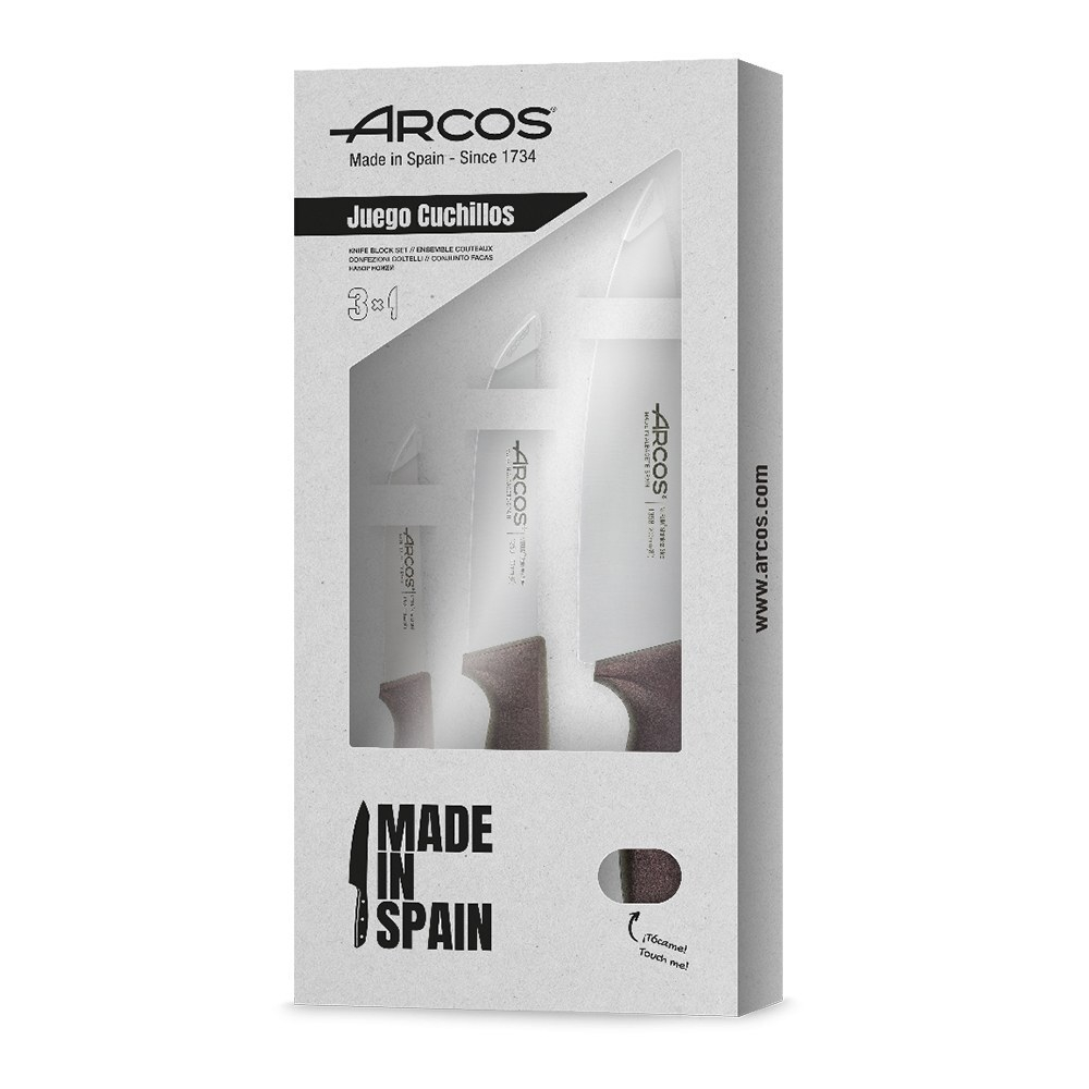 Набор кухонных ножей ARCOS Niza 3 пр бордовый