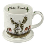 Фарфоровая кружка для чая и кофе с подставкой  "Забавная фауна. Осёл и малиновка", 310 мл, Royal Worcester