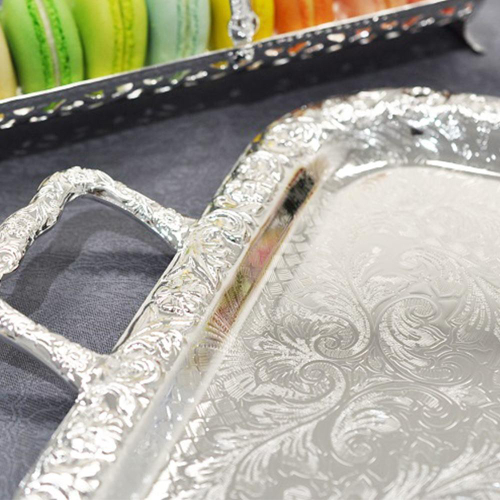 Поднос прямоугольный с ручками 63х34 см Queen Anne серебряный