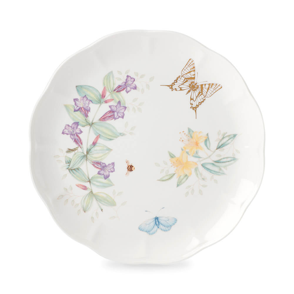 Тарелка обеденная "Бабочка-Парус" 28 см, фарфор, золотой, LEN891936, Бабочки на лугу, Lenox