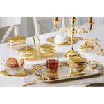 Поднос прямоугольный с золотыми ручками 40,5х25 см Queen Anne серебряный