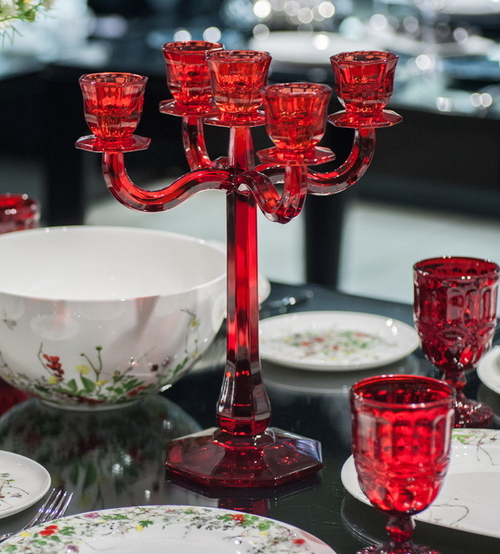 Подсвечник 5-ти рожковый 30 см красный, Ravello, Nachtmann