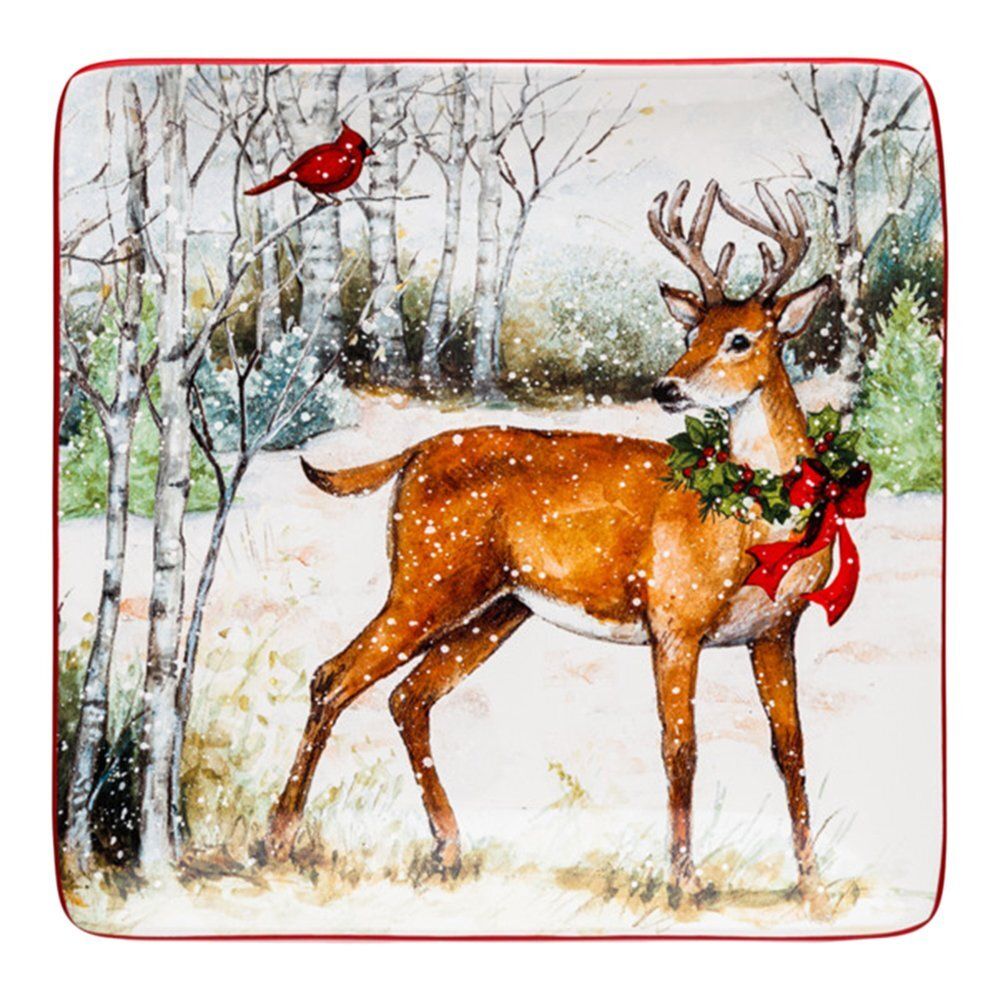 Тарелка обеденная Олень 27х27 см Certified Int. Зимний лес