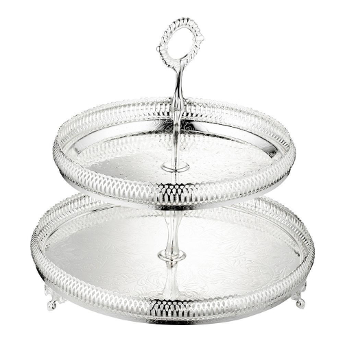 Этажерка двухъярусная 28 см Queen Anne серебряная
