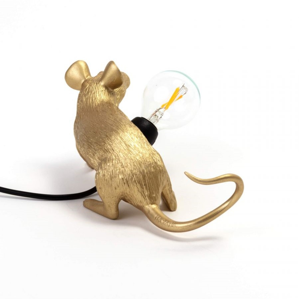 Настольная лампа Mouse Lamp Lyie Down Gold USB, Seletti