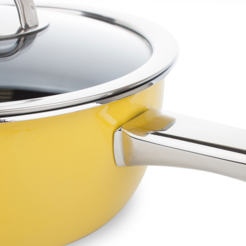 Ковш с крышкой эмалированный, желтый, 2 л, 18x8.9 см, NEO Yellow, KOCHSTAR