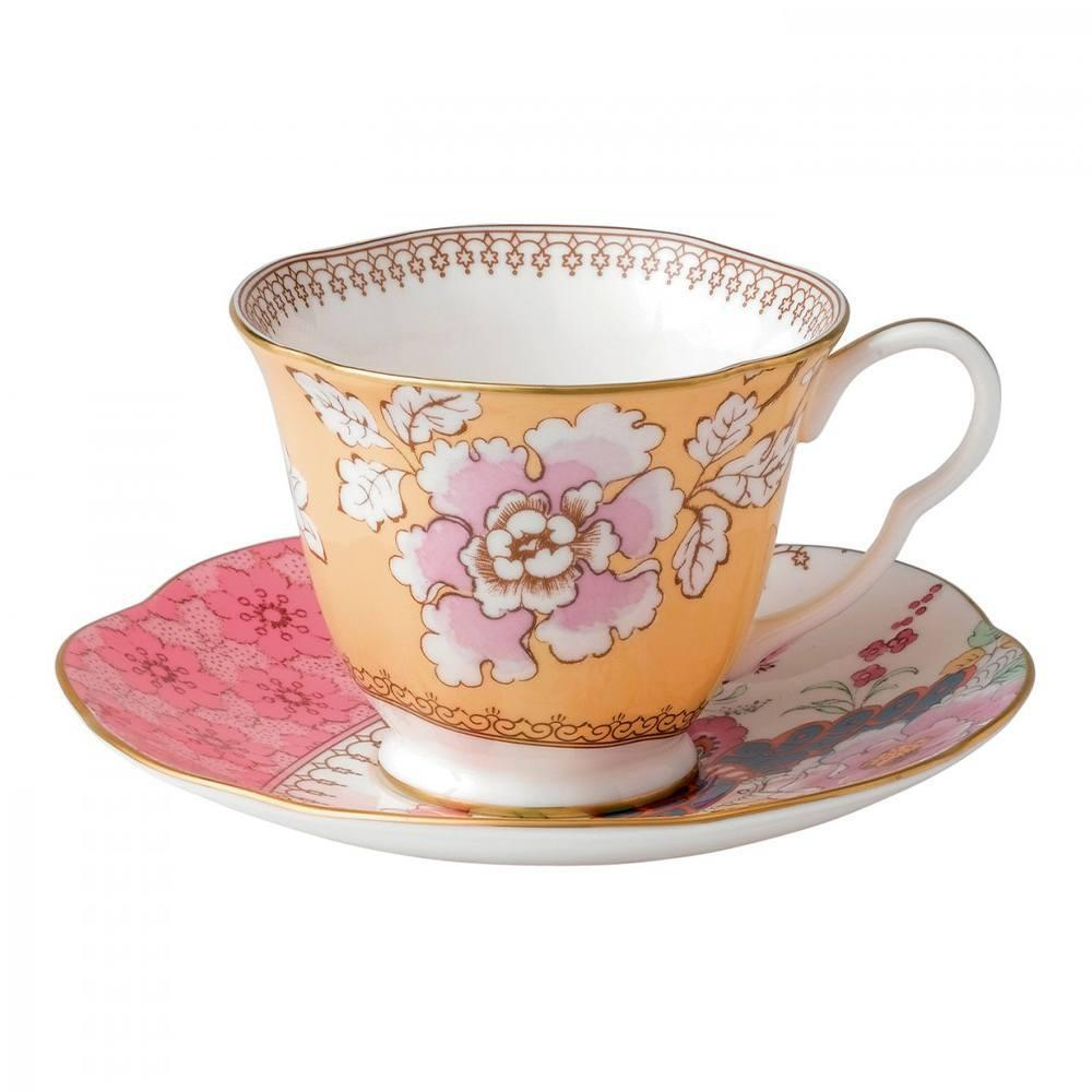 Чашка чайная с блюдцем Wedgwood Бабочки и цветы 185 мл, фарфор, желтый