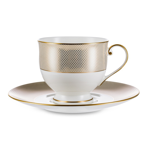 Чашка чайная с блюдцем Narumi Золотой алмаз 240 мл, фарфор костяной