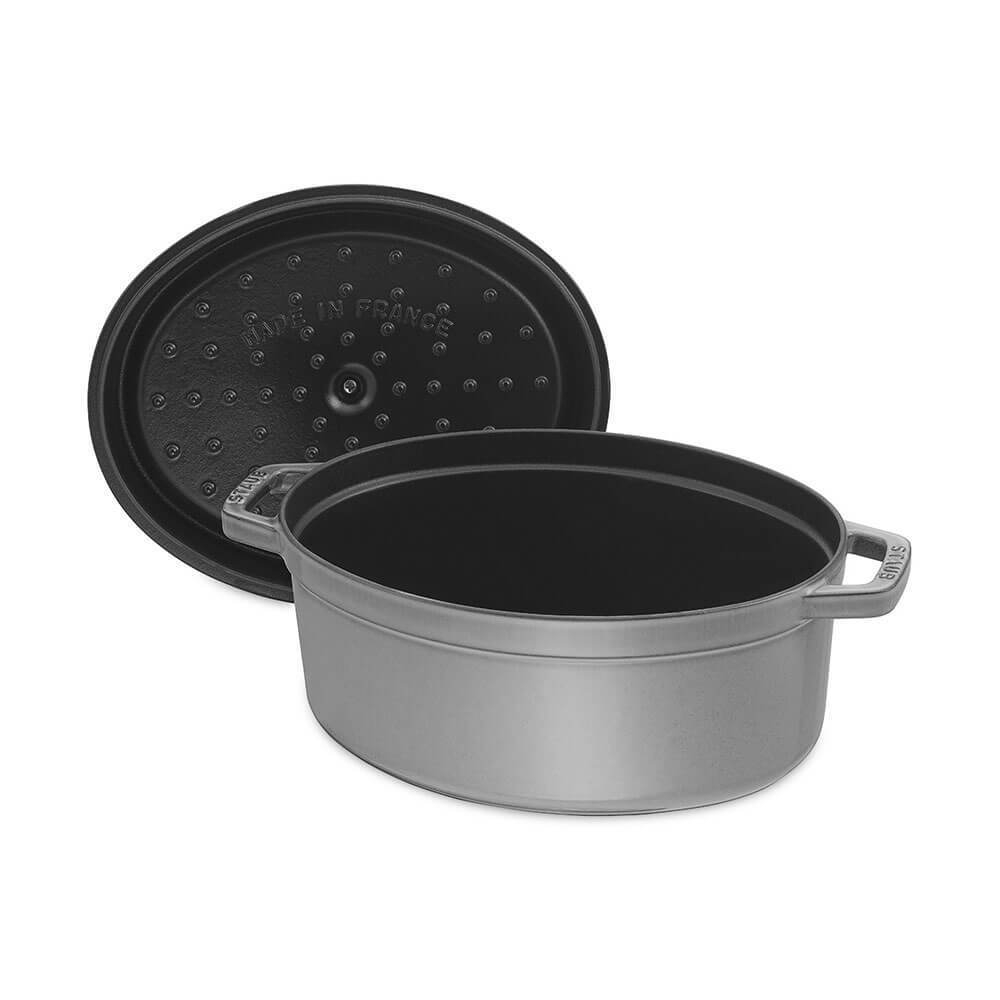 Кокот овальный, 33 см,  серый графит, La Cocotte, Staub