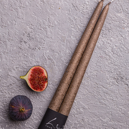 Набор свечей, 30 см, 2 шт, античное золото металлик, Рустик, Luz Your Senses