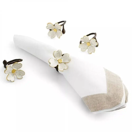 Набор колец для салфеток Michael Aram Цветок кизила 4 см, 4 шт, латунь