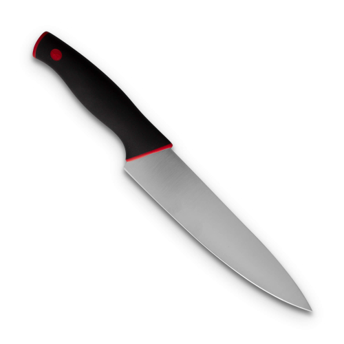Поварской нож «Шеф» 20 см, из прокатной высокоуглеродистой нержавеющей стали, пластиковая рукоять, черный/красный, 147422, Duo, Arcos