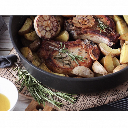 Сковорода индукционная высокая со съемной ручкой в подарочной коробке A17-226G, 26x7 см, Gastrolux