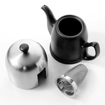 Чайник заварочный фарфоровый 900 мл, с ситечком, колпаком из нержавеющей стали, черный, 211993, Salam, Guy Degrenne