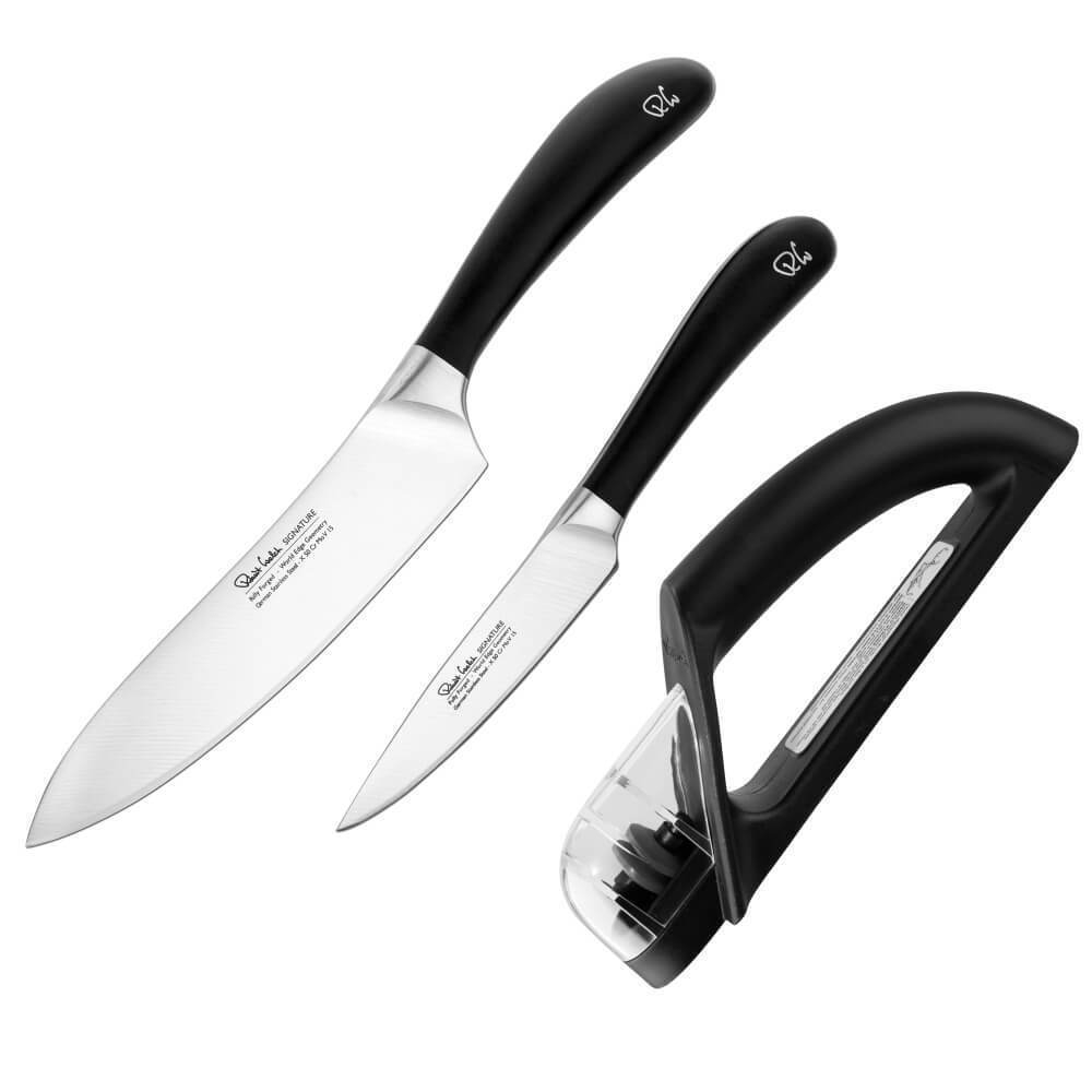 Набор кухонных ножей и точилка, 3 предмета, Signature Knife, Robert Welch