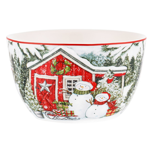 Салатник индивидуальный 13 см Два снеговика с подарками, Certified Int. Дом снеговика