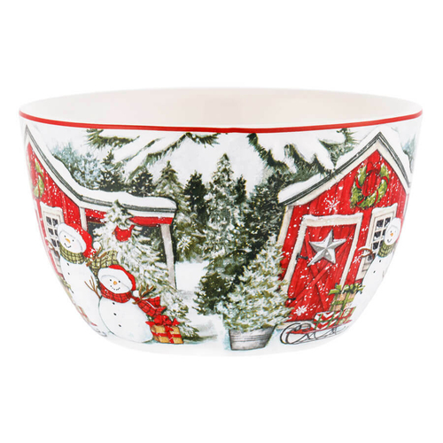 Салатник индивидуальный 13 см Два снеговика с подарками, Certified Int. Дом снеговика