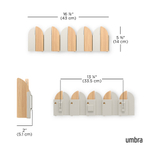 Вешалка настенная Saloon, 5 крючков, натуральное дерево/белая, Umbra