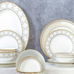 Тарелка десертная Noritake Трефолио, золотой кант 16,5 см, фарфор костяной