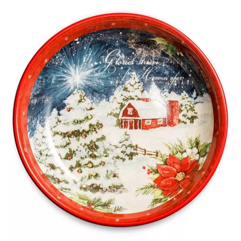 Тарелка суповая 23 см Certified Int. Тихая ночь красная