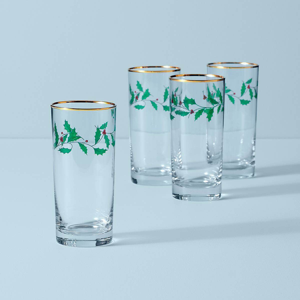 Бокал для воды 350 мл, "Новогодние праздники", стекло, прозрачный/зеленый, LEN849605-1, Holiday, Lenox в онлайн-магазине посуды Этикет