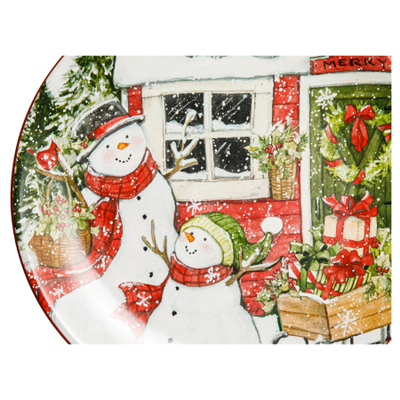 Тарелка закусочная "Два снеговика" 23 см, керамика, CER37256-1, Дом снеговика, Certified International