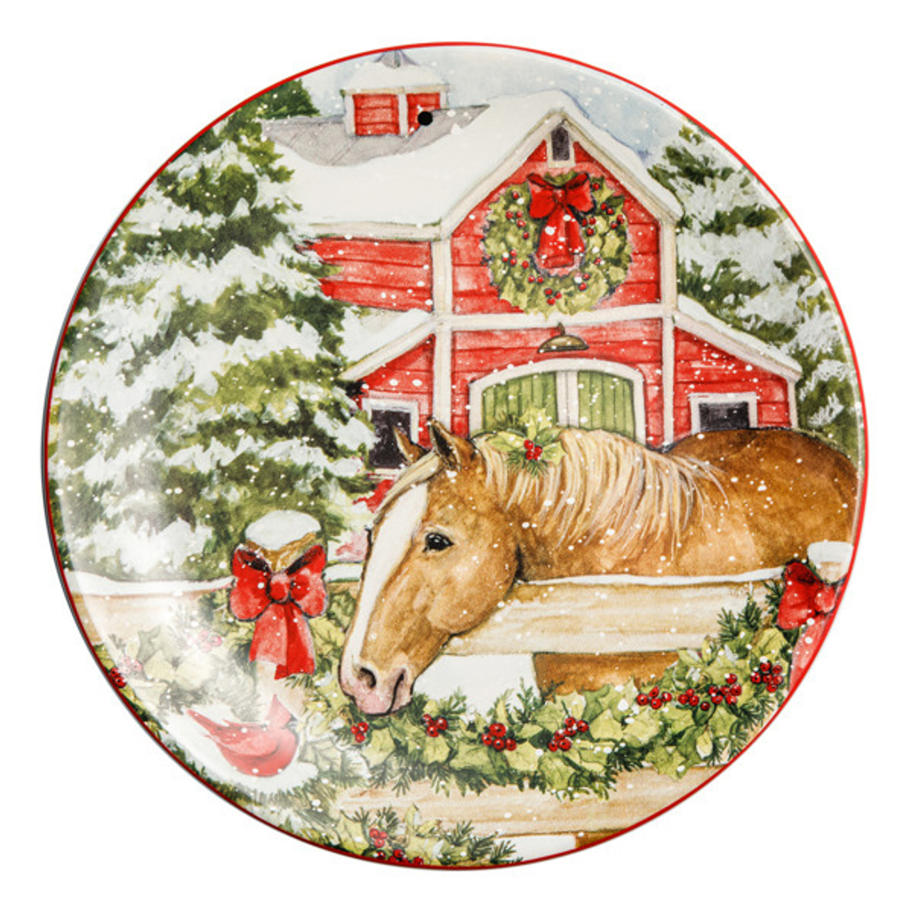 Тарелка закусочная "Лошадь гнедая" 23 см, керамика, CER37286-3. Рождество в усадьбе, Certified International