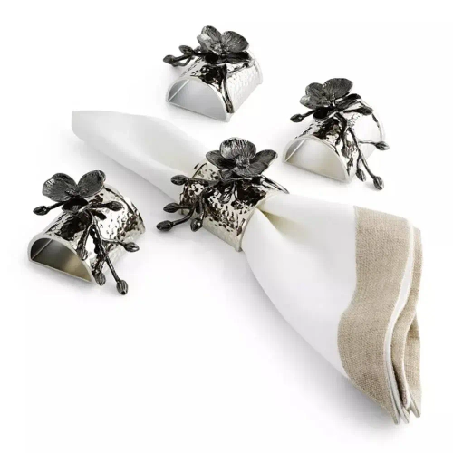 Набор колец для салфеток Michael Aram Черная орхидея 8,5 см, 4 шт, серебристый