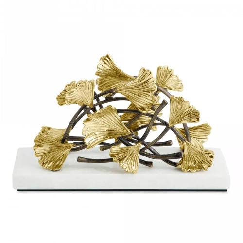 Салфетница Michael Aram Листья гинкго 18х7х11 см, латунь, мрамор