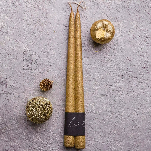 Набор свечей, 30 см, 2 шт, вечернее золото металлик, Рустик, Luz Your Senses