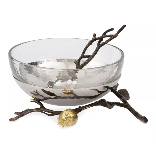 Набор чаша стеклянная на подставке с ложкой Michael Aram Гранат 19 см, сталь нержавеющая, 2пр