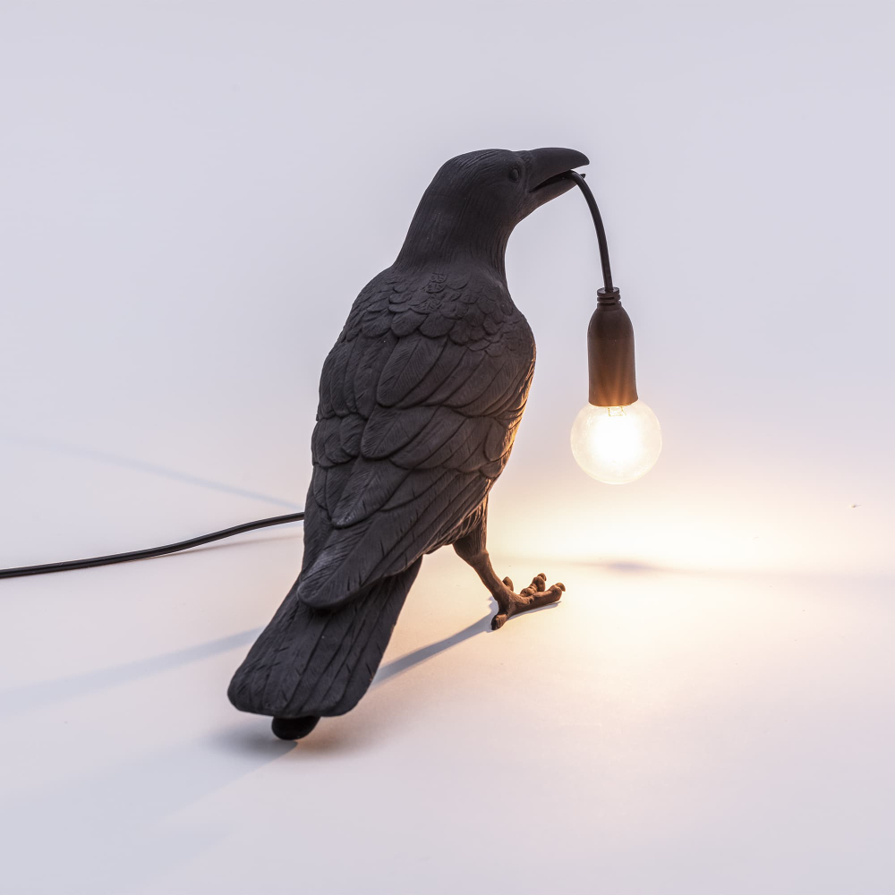 Настольная лампа Bird Waiting Black, Bird Lamp, Seletti