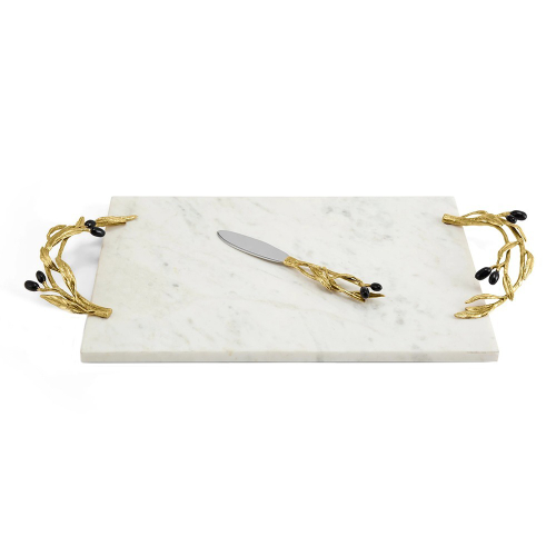 Доска для сыра с ножом Michael Aram Оливковая ветвь 50х25 см, мрамор, белая
