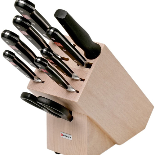 Набор кухонных ножей 6 шт.+кухонные ножницы+кухонная вилка+мусат на св.дерев.подставке 1090170901, Classic, Wuesthof