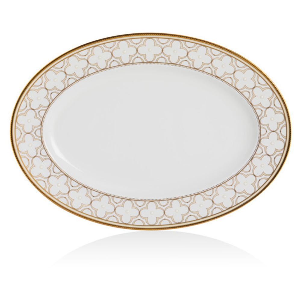 Блюдо овальное Noritake Трефолио, золотой кант 37 см